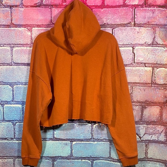 90 Degree Women’s XL Cropped Hoodie Rust Orange Pullover Sweatshirt - Picture 5 of 8